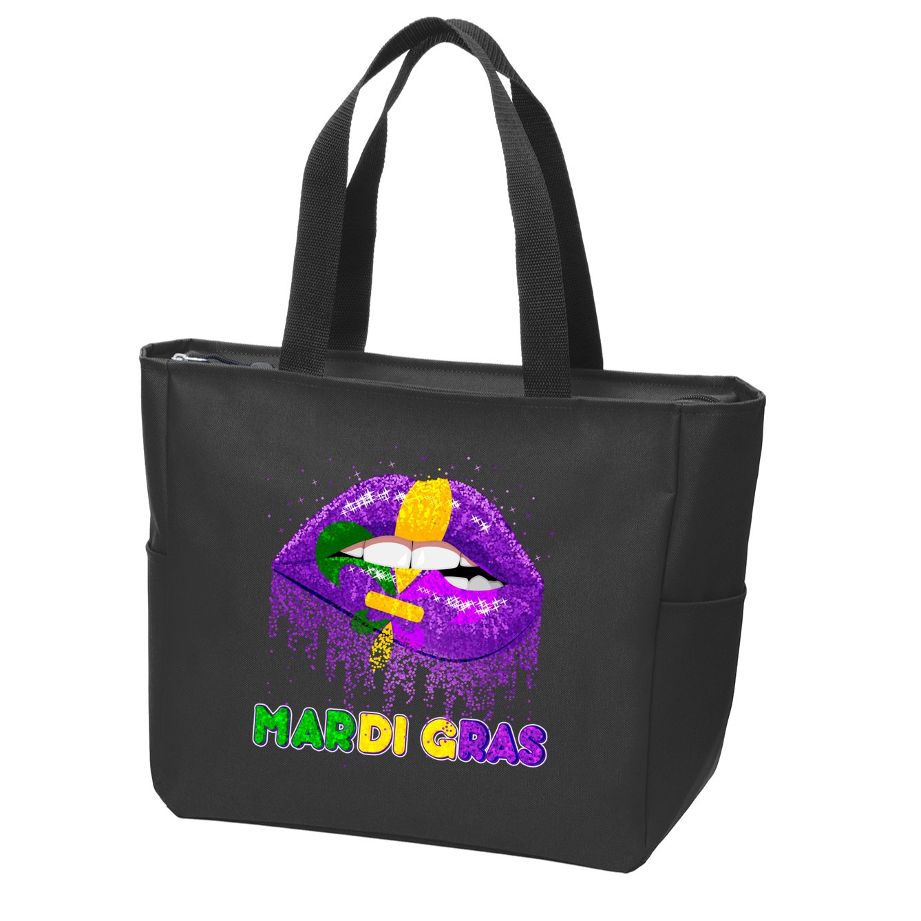 Mardi Gras Sparkle Lips Zip Tote Bag