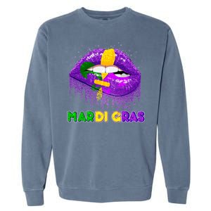 Mardi Gras Sparkle Lips Garment-Dyed Sweatshirt