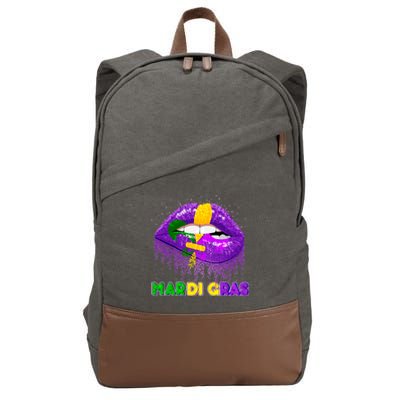 Mardi Gras Sparkle Lips Cotton Canvas Backpack