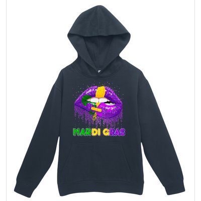 Mardi Gras Sparkle Lips Urban Pullover Hoodie