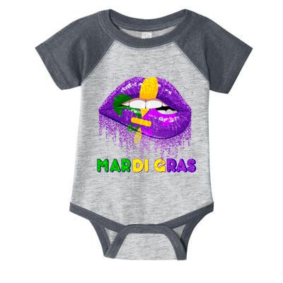 Mardi Gras Sparkle Lips Infant Baby Jersey Bodysuit