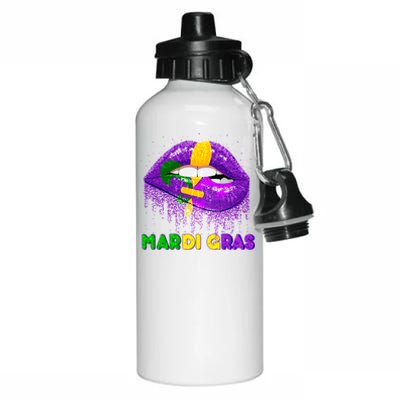 Mardi Gras Sparkle Lips Aluminum Water Bottle