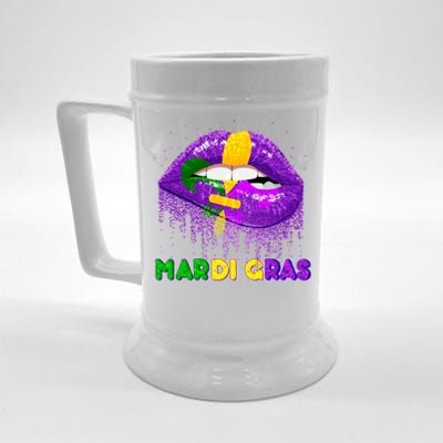 Mardi Gras Sparkle Lips Beer Stein