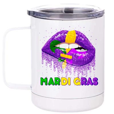 Mardi Gras Sparkle Lips 12 oz Stainless Steel Tumbler Cup