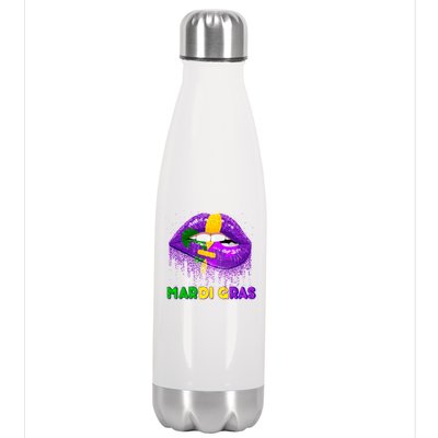 Mardi Gras Sparkle Lips Stainless Steel Insulated Water Bottle