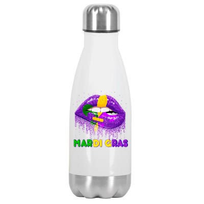 Mardi Gras Sparkle Lips Stainless Steel Insulated Water Bottle