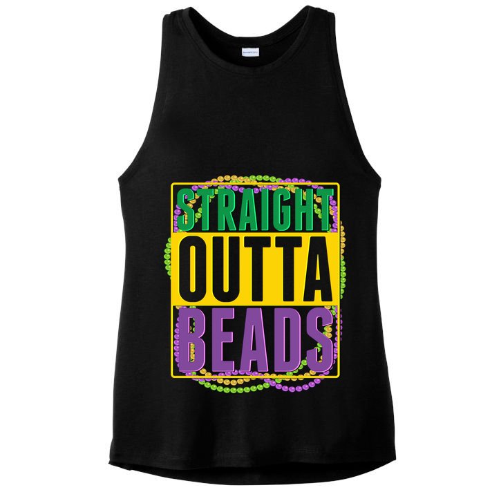 Mardi Gras Straight Outta Beads  Ladies PosiCharge Tri-Blend Wicking Tank