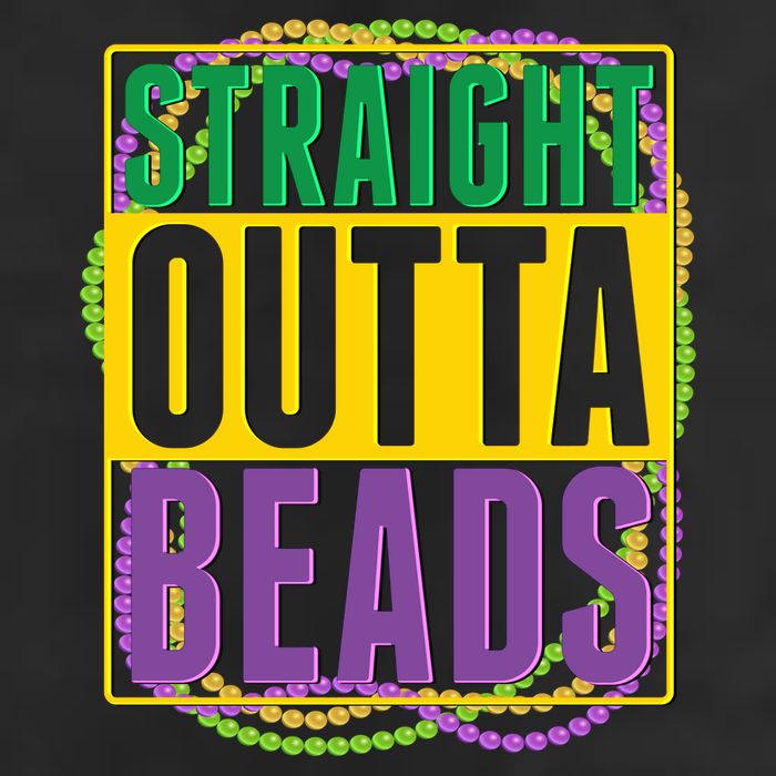 Mardi Gras Straight Outta Beads  7 Panel Mesh Trucker Snapback Hat