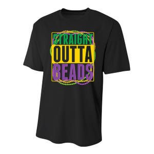 Mardi Gras Straight Outta Beads  Youth Performance Sprint T-Shirt