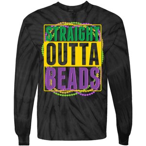 Mardi Gras Straight Outta Beads  Tie-Dye Long Sleeve Shirt