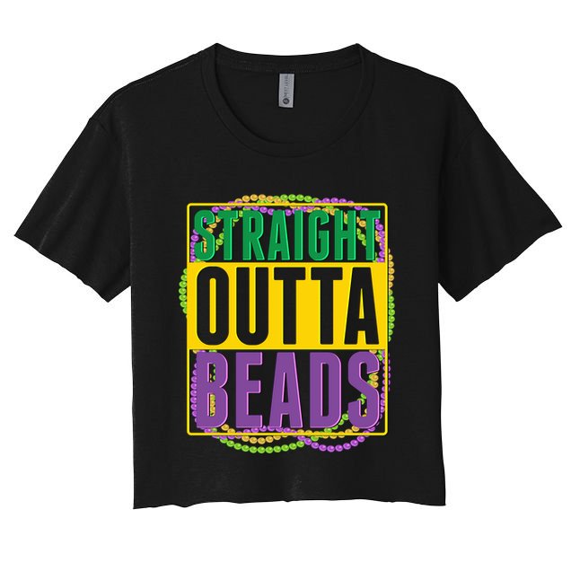 Mardi Gras Straight Outta Beads  Crop Top