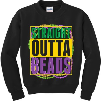 Mardi Gras Straight Outta Beads  Kids Sweatshirt