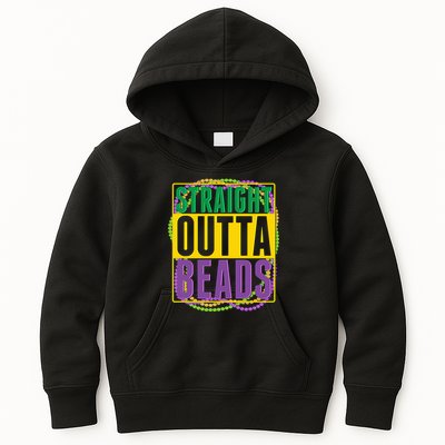Mardi Gras Straight Outta Beads  Kids Hoodie