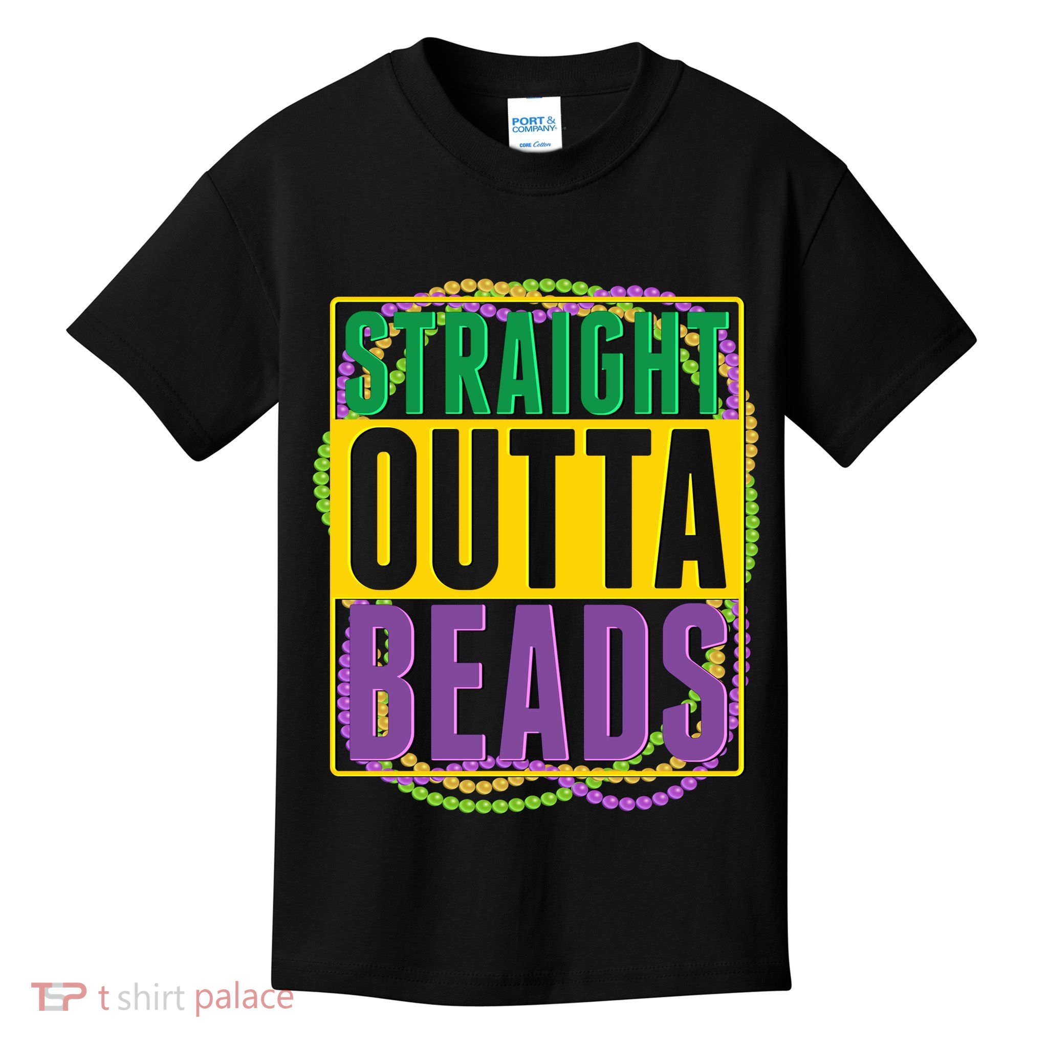 Mardi Gras Straight Outta Beads  Kids T-Shirt