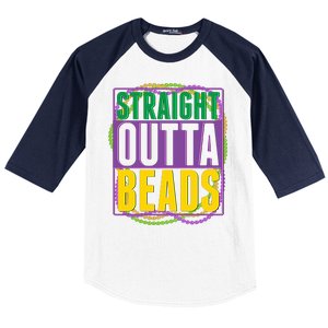 Mardi Gras Straight Outta Beads  Baseball Sleeve Shirt