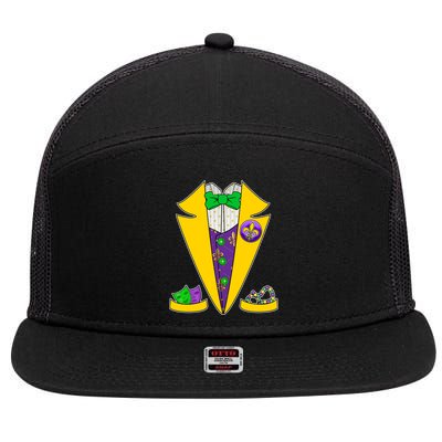 Mardi Gras Tuxedo 7 Panel Mesh Trucker Snapback Hat