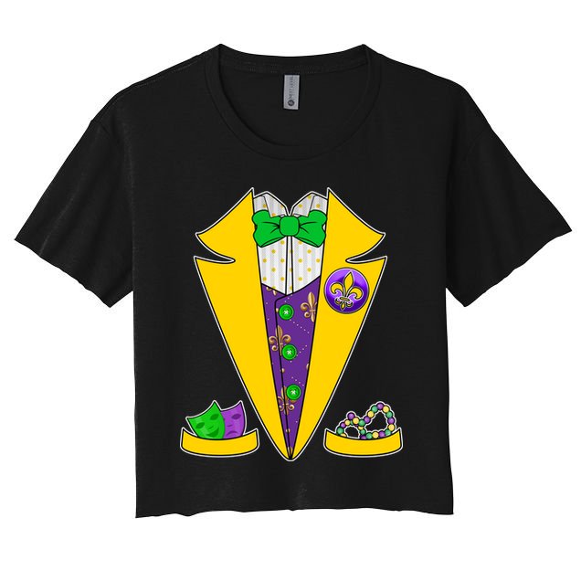 Mardi Gras Tuxedo Crop Top