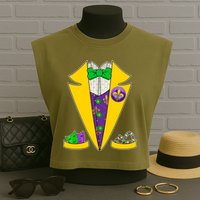 Mardi Gras Tuxedo Garment-Dyed Women's Muscle Tee