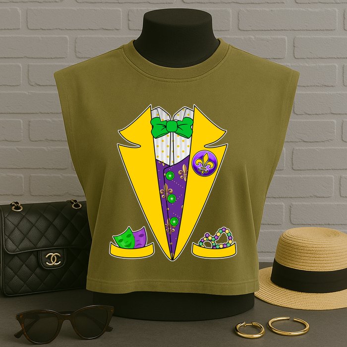 Mardi Gras Tuxedo Garment-Dyed Women's Muscle Tee