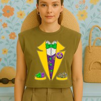 Mardi Gras Tuxedo Garment-Dyed Women's Muscle Tee