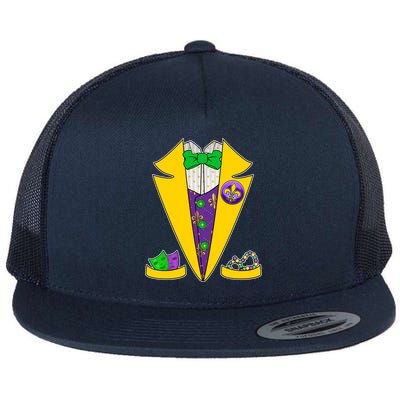 Mardi Gras Tuxedo Flat Bill Trucker Hat