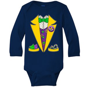 Mardi Gras Tuxedo Baby Long Sleeve Bodysuit