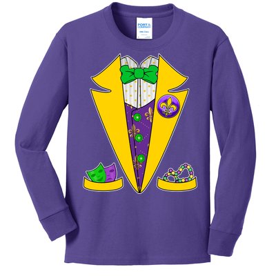 Mardi Gras Tuxedo Kids Long Sleeve Shirt