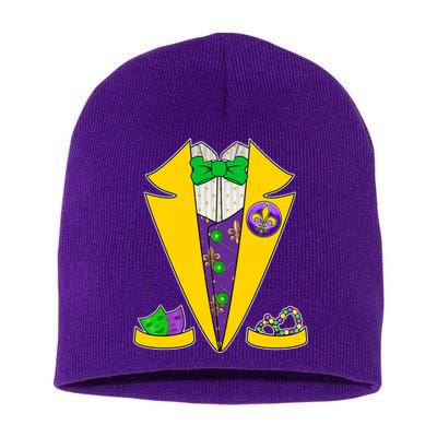 Mardi Gras Tuxedo Short Acrylic Beanie