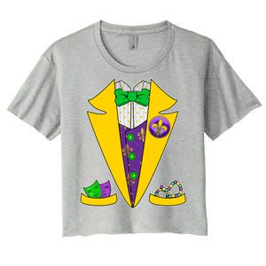 Mardi Gras Tuxedo Women's Crop Top Tee