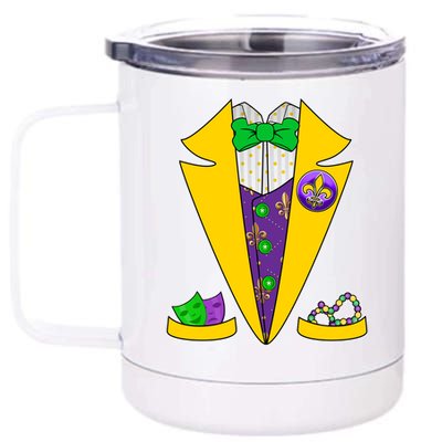 Mardi Gras Tuxedo 12 oz Stainless Steel Tumbler Cup