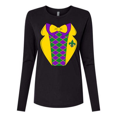 Mardi Gras Tuxedo Party Tux Womens Cotton Relaxed Long Sleeve T-Shirt