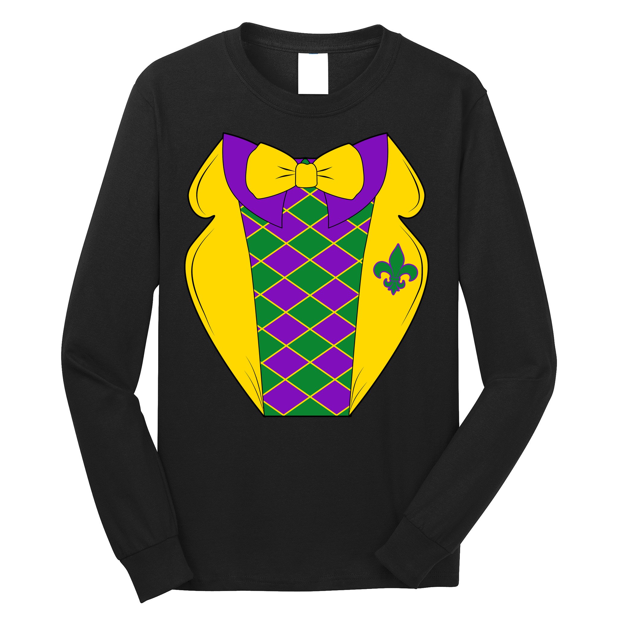 Mardi Gras Tuxedo Party Tux Long Sleeve Shirt