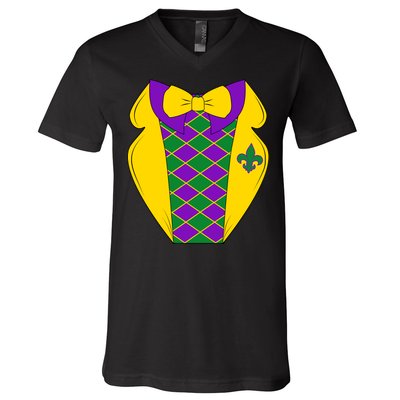 Mardi Gras Tuxedo Party Tux V-Neck T-Shirt