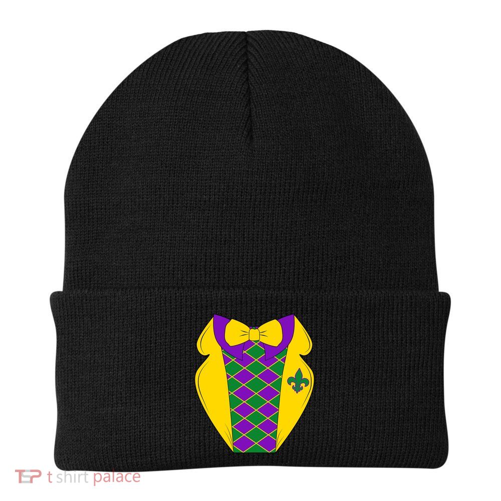 Mardi Gras Tuxedo Party Tux Knit Cap Winter Beanie