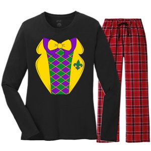 Mardi Gras Tuxedo Party Tux Women's Long Sleeve Flannel Pajama Set 