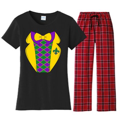 Mardi Gras Tuxedo Party Tux Women's Flannel Pajama Set