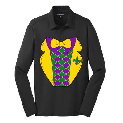 Mardi Gras Tuxedo Party Tux Silk Touch Performance Long Sleeve Polo