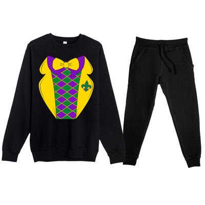 Mardi Gras Tuxedo Party Tux Premium Crewneck Sweatsuit Set