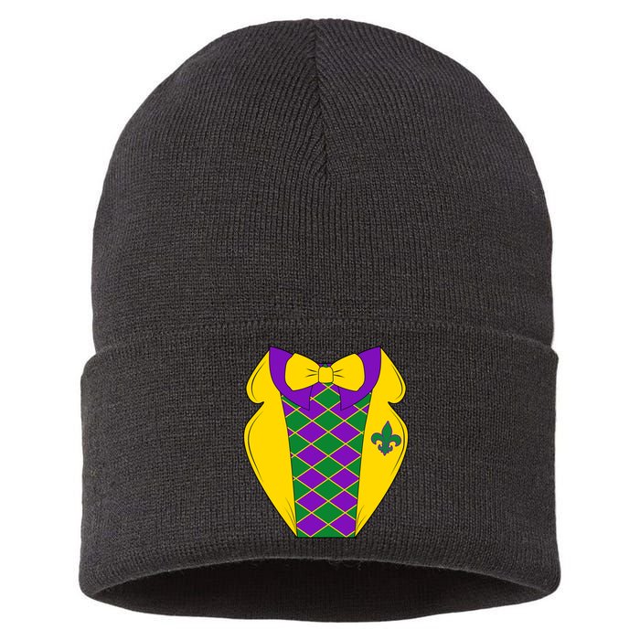 Mardi Gras Tuxedo Party Tux Sustainable Knit Beanie