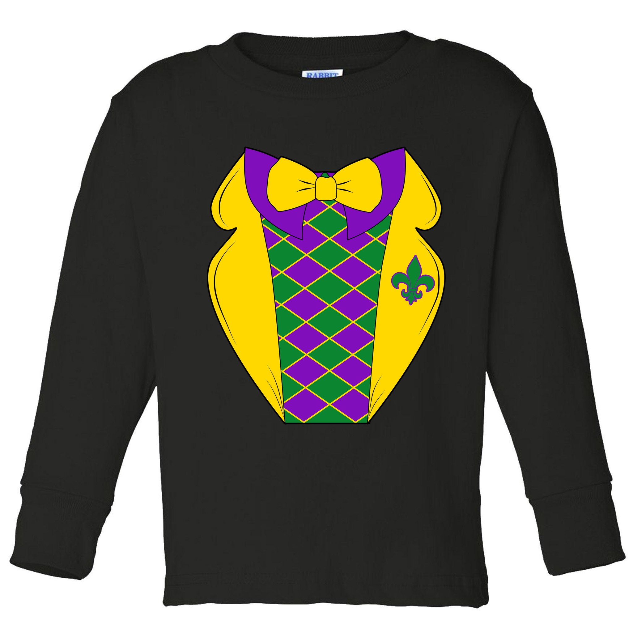 Mardi Gras Tuxedo Party Tux Toddler Long Sleeve Shirt