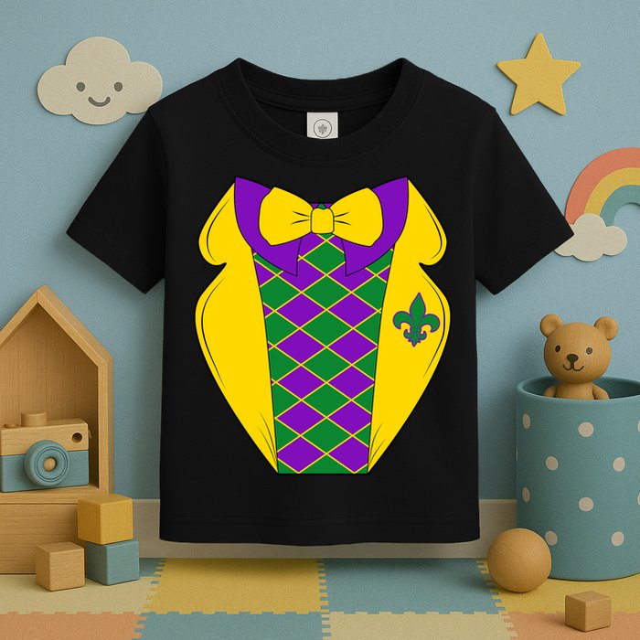 Mardi Gras Tuxedo Party Tux Toddler T-Shirt