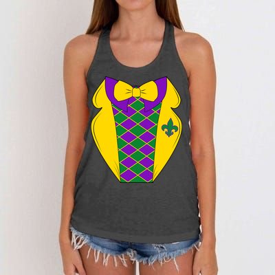 Mardi Gras Tuxedo Party Tux Women's Knotted Racerback Tank