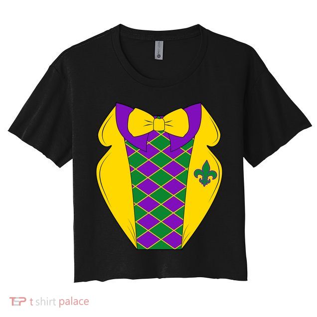Mardi Gras Tuxedo Party Tux Crop Top