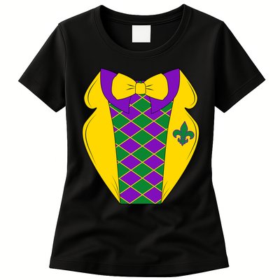 Mardi Gras Tuxedo Party Tux Womens T-Shirt