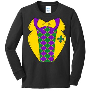 Mardi Gras Tuxedo Party Tux Kids Long Sleeve Shirt