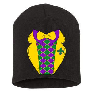 Mardi Gras Tuxedo Party Tux Short Acrylic Beanie