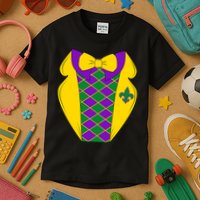 Mardi Gras Tuxedo Party Tux Kids T-Shirt
