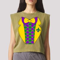 Mardi Gras Tuxedo Party Tux Garment-Dyed Women's Muscle Tee