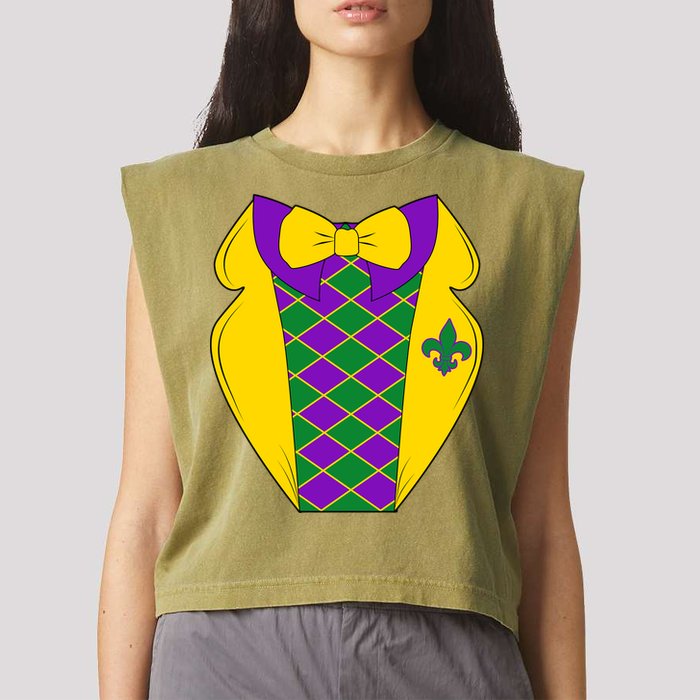 Mardi Gras Tuxedo Party Tux Garment-Dyed Women's Muscle Tee