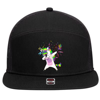 Mardi Gras Unicorn Celebration 7 Panel Mesh Trucker Snapback Hat